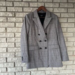 Worth New York Black/Gray Houndstooth Checked Mini Floral Blazer Size 8